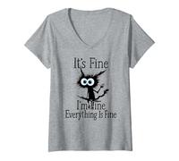 Mujer Camiseta It's Fine I'm Fine Everything Is Fine for Men Cat Lover Camiseta Cuello V