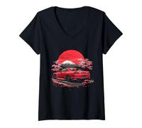 Mujer Camiseta JDM Japan Cherry Blossom 240sx Japanese Drift Car S13 Camiseta Cuello V