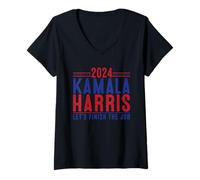 Mujer Camiseta Kamala Harris 2024, Camiseta Let's Finish The Job, Kama Camiseta Cuello V