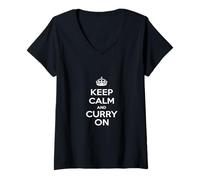 Mujer Camiseta Keep Calm & Curry On Camiseta Cuello V