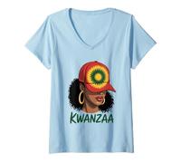 Mujer Camiseta Kwanzaa Principios - Umoja Kujichagulia Ujima Camiseta Cuello V