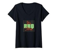 Mujer Camiseta #lele It's grill time, es hora de hacer barbacoas, grill master Camiseta Cuello V