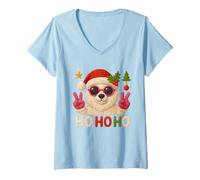Mujer Camiseta Linda Oso Polar Navidad Knitting Crochet Camiseta Cuello V