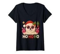 Mujer Camiseta Linda Oso Polar Navidad Knitting Crochet Camiseta Cuello V