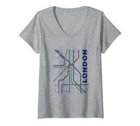 Mujer Camiseta London Underground Tube Camiseta Cuello V