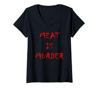 Mujer Camiseta Meat is Murder - Animales Veganos Profesionales Camiseta Cuello V