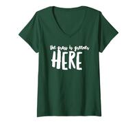 Mujer Camiseta Minimalista The Grass Is Greener Here Positive Optimism Camiseta Cuello V