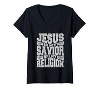 Mujer Camiseta My Superhero is Jesus, Faith Love God, Playera Camiseta Cuello V