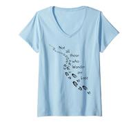 Mujer Camiseta Not All Those Who Wander Are Lost Hiking Footprints Camiseta Cuello V