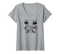 Mujer Camiseta Not Today Satan Camiseta Cuello V