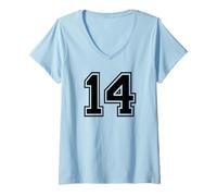 Mujer Camiseta número 14 para un Feliz cumpleaños número 14 Camiseta Cuello V