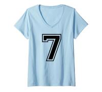 Mujer Camiseta número 7 para un Feliz séptimo cumpleaños Twin Day Camiseta Cuello V