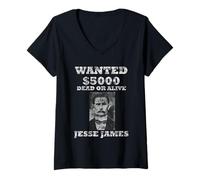 Mujer Camiseta OutLaw Jesse James Camiseta Cuello V