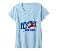Mujer Camiseta para Aficionados al fútbol 2026 France Allez Les Bleus Camiseta Cuello V