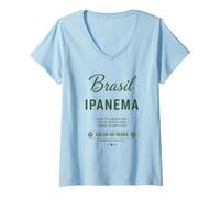 Mujer Camiseta para fanáticos del fútbol 2026 Brasil Ipanema Calor Do Verao Camiseta Cuello V