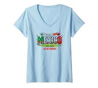 Mujer Camiseta para fanáticos del fútbol 2026 Mexico Si Se Puede Supporters Camiseta Cuello V