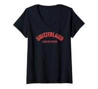 Mujer Camiseta para fanáticos del fútbol 2026 Suiza Allez Les Suisses Camiseta Cuello V