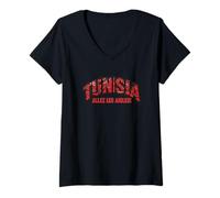 Mujer Camiseta para fanáticos del fútbol 2026 Tunisia Allez Les Aigles Camiseta Cuello V