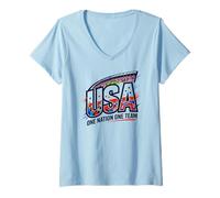 Mujer Camiseta para fanáticos del fútbol 2026 USA One Nation One Team Camiseta Cuello V