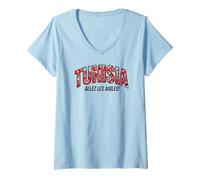 Mujer Camiseta para fanáticos del fútbol de Túnez 2026 Allez Les Aigles Camiseta Cuello V