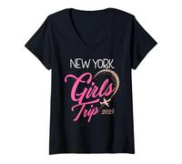 Mujer Camiseta para niñas de viaje a Nueva York 2025 para mujer, escuadrón de cumpleaños de fin de semana Camiseta Cuello V