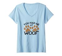 Mujer Camiseta para Perros para Amantes de los Perros You Had Me at Woof Camiseta Cuello V
