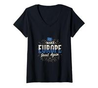 Mujer Camiseta Patriótica Europea Orgullo Libertad Camiseta Cuello V