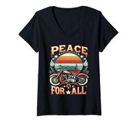Mujer Camiseta Peace to All Ride for Unity & Brotherhood Freedom Camiseta Cuello V