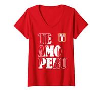 Mujer Camiseta Perú Te Amo Peru I Love Peru Hombres Mujeres & Niños Rojo Camiseta Cuello V