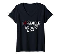 Mujer Camiseta petanca Je aime petanca i love petanca Camiseta Cuello V