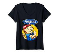 Mujer Camiseta Purrsist Neverless She Persisted Cat Camiseta Cuello V