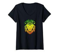 Mujer Camiseta Rasta Reggae Jamaica León, Camiseta Vintage Camiseta Cuello V