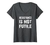 Mujer Camiseta Resistance Is Not Futile para manifestantes BC Camiseta Cuello V