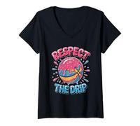 Mujer Camiseta Respect The Drip - Basketball Ice Cream Drip Camiseta Cuello V