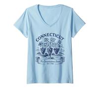 Mujer Camiseta retro del estado de Connecticut Est 1788 New England Heritage Camiseta Cuello V