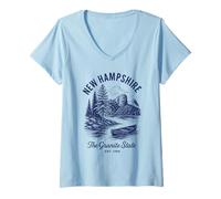 Mujer Camiseta retro del estado de New Hampshire Est 1788 White Mountains Camiseta Cuello V