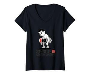 Mujer Camiseta Running On 1 Percent and Expectations Funny Burnout Camiseta Cuello V