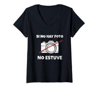 Mujer Camiseta Si No Hay Foto No Estuve - Regalo Divertido Fiesta Camiseta Cuello V