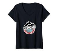 Mujer Camiseta Ski Chamonix Mont Blanc Francia Skiing Paradise Camiseta Cuello V