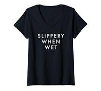 Mujer Camiseta Slippery When Wet Camiseta Cuello V