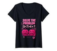 Mujer Camiseta Solve The Problem 9x7+4 Meme 6 7 We Wear Pink Camiseta Cuello V