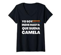 Mujer Camiseta Soy Indie hasta que ponen Camela Música Graciosa Camiseta Cuello V