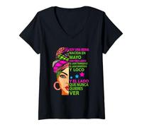 Mujer Camiseta Soy Una Reina Nacida En Mayo con Tres Lados Camiseta Cuello V