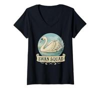 Mujer Camiseta Swan Squad Cool Animal Swans Camiseta Cuello V