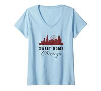 Mujer Camiseta Sweet Home Chicago (Camiseta para fanáticos de Chicago Illinois) Camiseta Cuello V