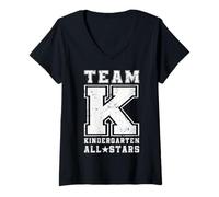 Mujer Camiseta Team K Kindergarten All Stars para Profesores de Deportes para niños y niñas Camiseta Cuello V