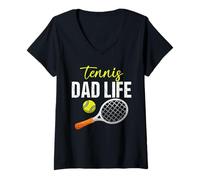 Mujer Camiseta Tennis Dad Life - Camiseta Deportiva para papá del día del Juego Camiseta Cuello V