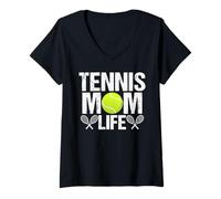 Mujer Camiseta Tennis Mom Life - Camiseta Deportiva para mamá del día del Juego Camiseta Cuello V