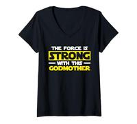 Mujer Camiseta The Force Is Strong With This My Godmother Camiseta Cuello V