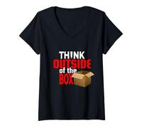 Mujer Camiseta Think Outside The Box - Camiseta gráfica Creativa para Hombre Camiseta Cuello V